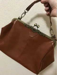 ブラウン ガマ口 ショルダーバッグ
