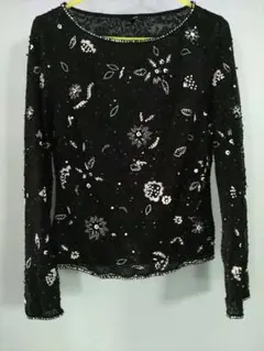 ESCADA　黒 　花柄刺繍 　長袖トップス 36のサムネイル