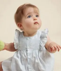 プチバトー　ハワイ柄　プリントワンピース　ブルマセット