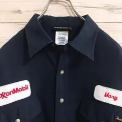 《メキシコ製》workrite ワークシャツ 刺繍ワッペン ネイビー HS77