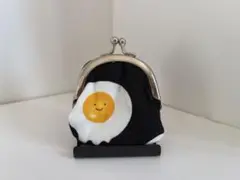 手作りミニがま口・目玉焼き・ブラック