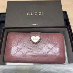 GUCCI グッチ 二つ折り長財布 インターロッキング ピンク グッチシマ