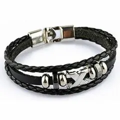 レザーブレスレット シルバー × ダークブラウン ビンテージ風