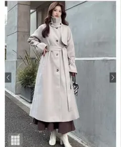 GRL リボンベルト付きフェイクウールトレンチコート