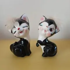 80年代ヴィンテージ 寝そべる姿が愛くるしい猫の陶器オブジェ - メルカリ