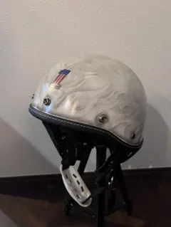 XL 新品未使用　ポリヘル　黒エイジング白フレア　ポリス　ヘルメット バイク