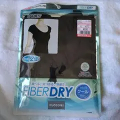 しまむらFIBER DRY レディース M ブラック（ラウンドネックフレンチ袖）
