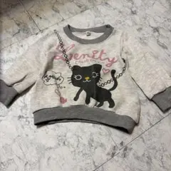 同梱50円　ベビー　キッズ　女の子　保育園　幼稚園　猫　長袖　グレー　トレーナー
