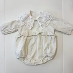 ベビー ロンパース レース襟 長袖 プティマイン　春