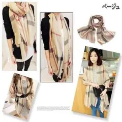 ヘビロテ★大判チェック柄スカーフストール