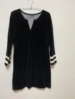 agnesb アニエスべー　ベロア　ミニワンピース 袖ボーダー