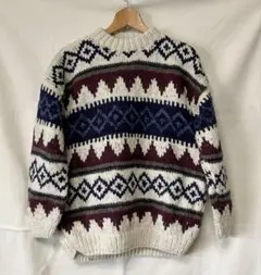 エクアドルニット 肉厚 ローゲージニット ネイティブ柄 ハンドニット 暖かい