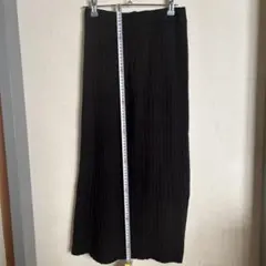 黒 リブ編み タイトスカート ロング丈