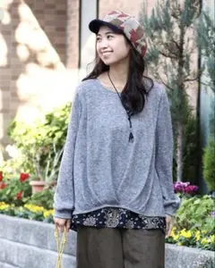 チチカカ 異素材ミックスニットトップス