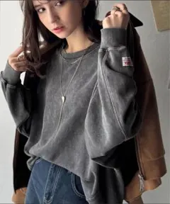 新品 JaVaジャバコラボ アシッドウォッシュ綿混裏毛オーバーサイズスウェット