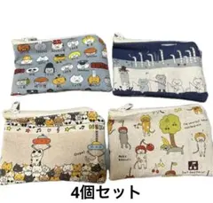 ミニポーチ　コットンこばやし　 ねこ柄