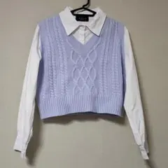 ラベンダー シャツ＆ベスト