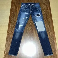 極美品　AKM 限定　ストレッチ　パッチワークリメイク　デニムパンツ　Sのサムネイル