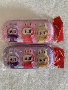 LABUBU 筆箱 キャラクター柄 大容量　横約24cm紫 or ピンク一個