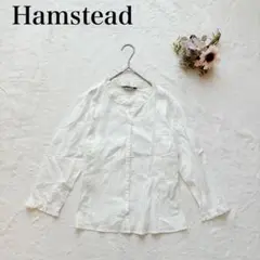【ハムステッド】フリル襟ブラウス（フリー）スキッパー 7分袖 フェミニン 白