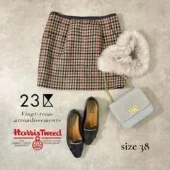 【23区】Harris Tweed チェックツイードスカート 38 M 日本製