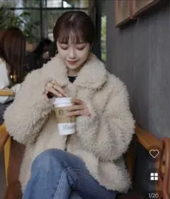 nuguファークロップドジャケット アイボリー ボア ショート ジャケット