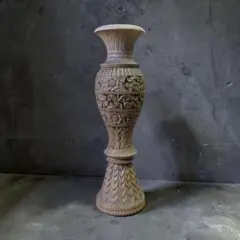 木彫りの花瓶　タイのお土産 オブジェ フラワーベース 彫刻 木製　 インテリア