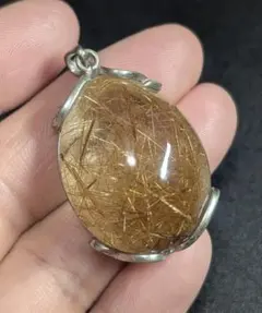 高品質個性派大粒ゴールドルチルクォーツ ペンダントトップ1点物