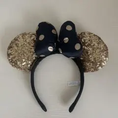 ミニーマウス風カチューシャ ゴールドとネイビー