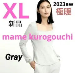 XL/グレー ヒートテックウールブレンドワッフルスクエアネックT マメクロゴウチ