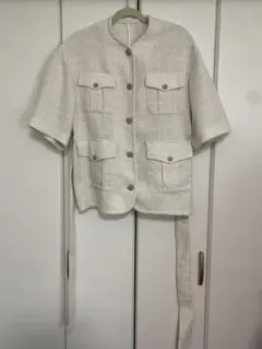 CLANE ハーフスリーブツイードジャケット　ホワイトのサムネイル