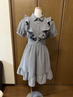 axes femme POETIQEギンガムチェック フリル半袖ワンピース