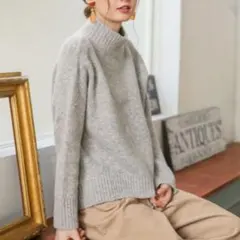 GLOBAL WORK グレー タートルネックセーター M