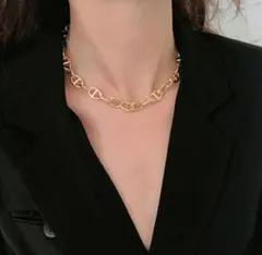 ストリート チェーンネックレス ユニセックス 韓国 ゴールド①