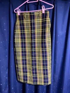 ZARA ザラ チェック柄 タイト ロングスカートイエロー