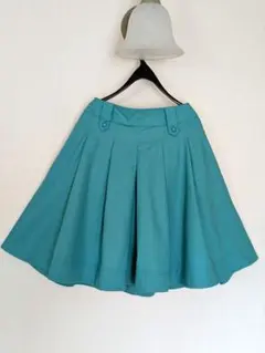 a.v.vstandard フレアスカート プリーツ付き 緑 裏地有 LLサイズ