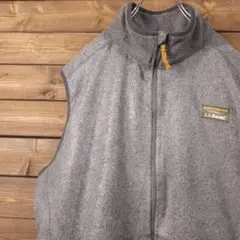 L.L.Beanエルエルビーン ワンポイントタグ フリースベスト グレー L