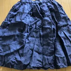 無印良品　XL ネイビー リネン フレアスカートのサムネイル