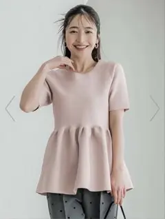 cocaスポンディッシュニットペプラムトップス　ライトピンク　L