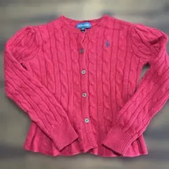 Ralph Lauren 赤 カーディガン 120 フリル可愛い　多少毛玉　美品
