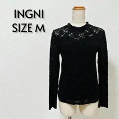 INGNI イング レース切替長袖カットソー ブラック サイズM【254】