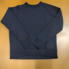 美品　ノースフェイス ロングスリーブウォームワッフルクルー S ネイビー　裏起毛