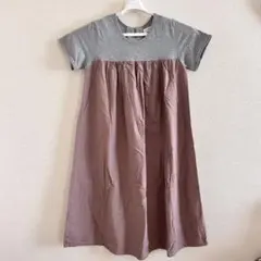 PETIT LIFE ワンピース 半袖 グレー ブラウン