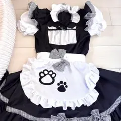 【黒色】メイド服-アニマル柄-コスプレ衣装
