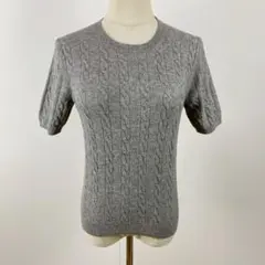美品 UNIQLO ユニクロ ケーブルクルーネックセーター 半袖ニット 万能 M