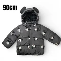 H&M ミッキーマウス 中綿ジャケット 90cm グレー フード耳付き