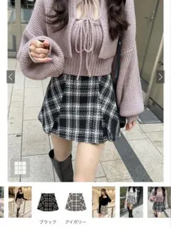 GRL インパン裏地付きツイードチェックミニスカート (tu891)