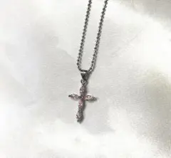 十字架　レディース　ピンクペンダント