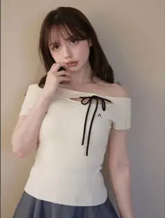 メルカリ最安値❗️ andmary Flower ribbon tops blue andmary Lilian ribbon tops - メルカリ