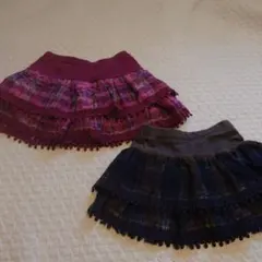 ＊お揃いセット＊アナスイミニチェックフリルスカパンパープル120&グリーン100